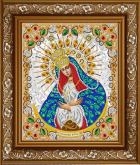 Пресвятая Богородица Остробрамская в жемчуге и кристаллах Благовест ЖК-4015