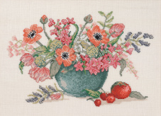 Анемоны и тюльпаны в синей вазе Eva Rosenstand 14-460