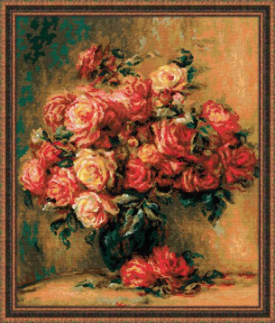 Букет роз по мотивам картины Пьера Огюста Ренуара Риолис 1402, цена 3 716 руб. - интернет-магазин Мадам Брошкина
