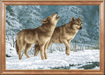 Волки на снегу Магия канвы КС039, цена 496 руб. - интернет-магазин Мадам Брошкина