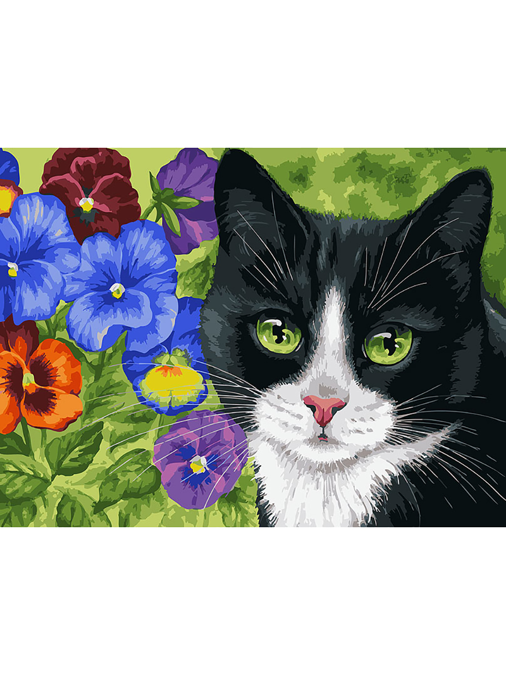 Белоснежка кот. Белоснежка / картина по номерам «кот в анютиных глазках». Алмазная вышивка кот. Картина мозаика кот. Алмазная мозаика "коты".