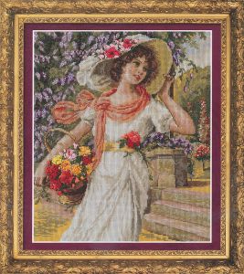 Девушка с корзиной цветов Panna ВХ-1480, цена 3 420 руб. - интернет-магазин Мадам Брошкина