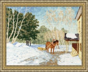 Март, 1895 г. по мотивам картины И. Левитана Золотое руно МК-048, цена 2 630 руб. - интернет-магазин Мадам Брошкина