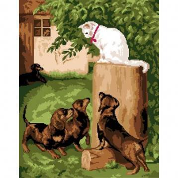 Кошка и собаки Гобелен Классик 386006, цена 425 руб. - интернет-магазин Мадам Брошкина