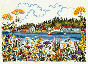Вид на деревню с озера Eva Rosenstand 14-210, цена €44 - интернет-магазин Мадам Брошкина