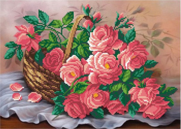 Цветы в корзинке М.П. Студия Г-087, цена 273 руб. - интернет-магазин Мадам Брошкина