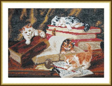 Котята, играющие на столе Вышивалочка К-02, цена 669 руб. - интернет-магазин Мадам Брошкина