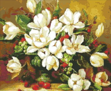 Букет белых цветов Алмазная живопись АЖ.281, цена 2 715 руб. - интернет-магазин Мадам Брошкина