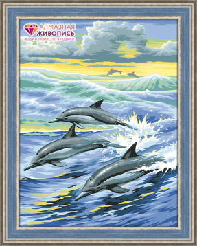 Семья дельфинов Алмазная живопись АЖ.1062, цена 1 621 руб. - интернет-магазин Мадам Брошкина