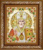 Святой Николай в кристаллах и жемчуге Благовест ЖК-4007