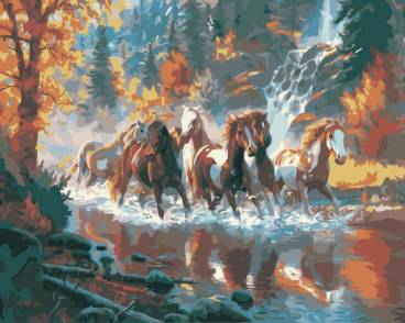 Лошади у водопада Цветной MG3296, цена 1 170 руб. - интернет-магазин Мадам Брошкина