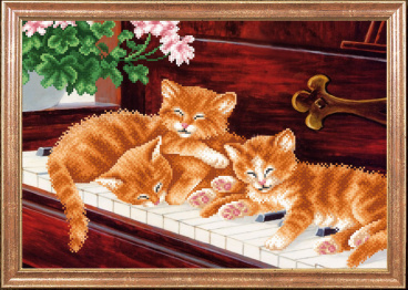 Котята и пианино Магия канвы КС-085, цена 496 руб. - интернет-магазин Мадам Брошкина