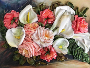Каллы с розами Каролинка КЛ-3035(н), цена 1 030 руб. - интернет-магазин Мадам Брошкина