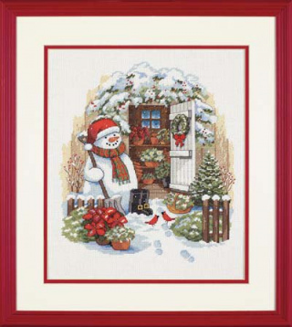 Снеговик во дворе Dimensions 08817, цена 2 451 руб. - интернет-магазин Мадам Брошкина