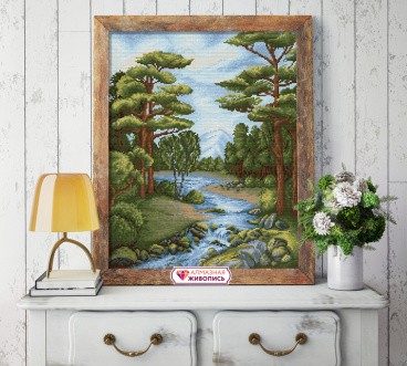 Лесной ручей Алмазная живопись АЖ.1652, цена 2 401 руб. - интернет-магазин Мадам Брошкина