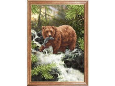 Медведь с рыбой Магия канвы КС114, цена 401 руб. - интернет-магазин Мадам Брошкина