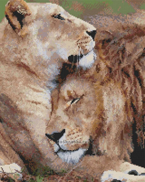Лев и львица: на страже сна Алмазное хобби Ah09901, цена 2 353 руб. - интернет-магазин Мадам Брошкина
