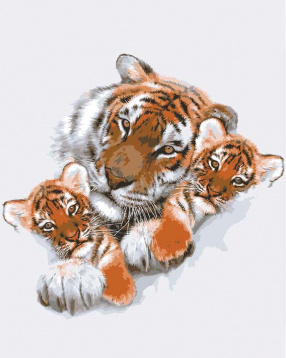 Тигрица с тигрятами Grafitec 11.856, цена €13 - интернет-магазин Мадам Брошкина