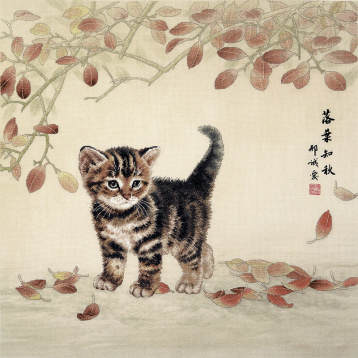 Котенок и листья Xiu Crafts 2032303, цена 6 754 руб. - интернет-магазин Мадам Брошкина