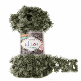 Пряжа Ализе Puffy Fur цв.6117 зеленый Alize PUFFY.FUR.6117