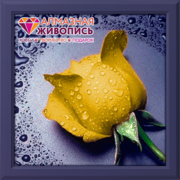 Желтая роза Алмазная живопись АЖ.18, цена 920 руб. - интернет-магазин Мадам Брошкина