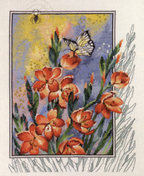 Паучок, бабочка в цветах Permin 70-4180, цена €47 - интернет-магазин Мадам Брошкина