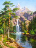 Горный водопад Алмазная живопись АЖ.1347