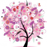 Дерево в розовых цветах Алмазная живопись SP-343
