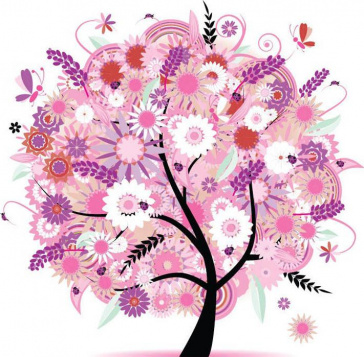 Дерево в розовых цветах Алмазная живопись SP-343, цена 2 614 руб. - интернет-магазин Мадам Брошкина