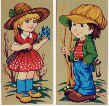 Девочка с голубыми цветами и мальчик Soulos D.291, цена 1 724 руб. - интернет-магазин Мадам Брошкина