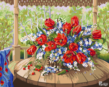 Тюльпаны с черёмухой Фабрика творчества B070, цена 729 руб. - интернет-магазин Мадам Брошкина