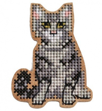 Серый котёнок Дивная вишня ВВ-04, цена 516 руб. - интернет-магазин Мадам Брошкина