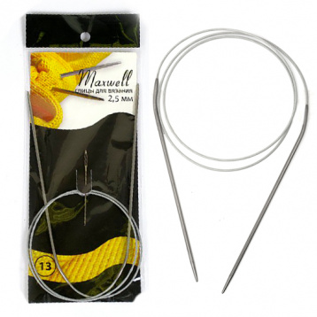Спицы круговые для вязания на тросиках Maxwell Black 2,5мм Maxwell СП.MAXW.12, цена 99 руб. - интернет-магазин Мадам Брошкина
