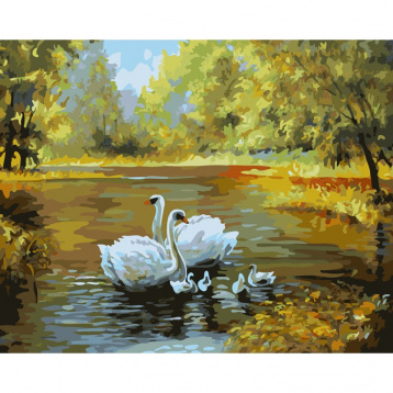 Лебеди в пруду Белоснежка 312-CG, цена 1 131 руб. - интернет-магазин Мадам Брошкина