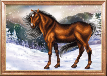 Конь на снегу Магия канвы КС-061, цена 401 руб. - интернет-магазин Мадам Брошкина