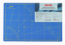 Коврик раскройный двухсторонний ALFA 45х30см синий ALFA AF-A3Blue