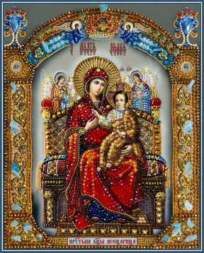 Икона Божией Матери Всецарица Образа в каменьях 7763, цена 12 860 руб. - интернет-магазин Мадам Брошкина