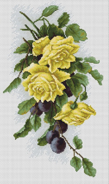 Жёлтые розы с виноградом Luca-s B2230, цена 1 028 руб. - интернет-магазин Мадам Брошкина