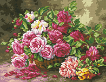 Корзина садовых роз Паутинка М254, цена 2 190 руб. - интернет-магазин Мадам Брошкина