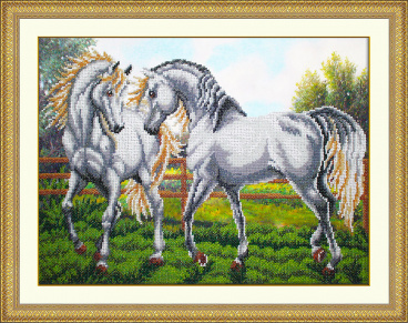 Пара белых лошадей Паутинка Б-1474, цена 2 164 руб. - интернет-магазин Мадам Брошкина