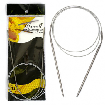 Спицы круговые для вязания на тросиках Maxwell Black 3,5мм Maxwell #9, цена 803 руб. - интернет-магазин Мадам Брошкина