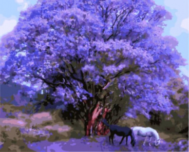 Две лошади под сиреневым деревом Цветной GX8784, цена 1 170 руб. - интернет-магазин Мадам Брошкина