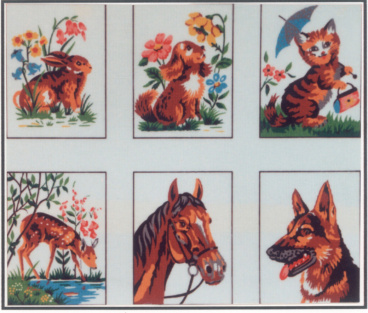 Канва жесткая с рисунком "Животные", 6 картинок Soulos G.61, цена 1 465 руб. - интернет-магазин Мадам Брошкина