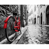 Красный велосипед в старом городе Molly KK0773