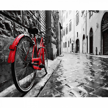 Красный велосипед в старом городе Molly KK0773, цена 1 436 руб. - интернет-магазин Мадам Брошкина