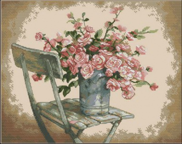 Букет роз на стуле Dimensions 35187, цена 2 192 руб. - интернет-магазин Мадам Брошкина
