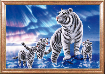 Белые тигры Магия канвы КС-081, цена 472 руб. - интернет-магазин Мадам Брошкина