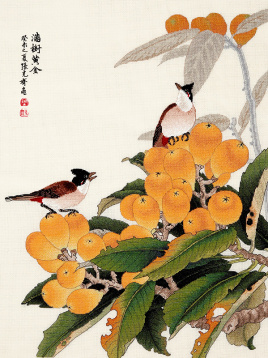 Птицы на золотистой локве Xiu Crafts 2030814, цена $52 - интернет-магазин Мадам Брошкина