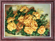для вышивки лентами КАРОЛИНКА арт. КЛ-3030(н / Желтые розы / см Каролинка 