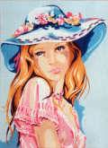 Девушка в голубой шляпке Soulos D.488